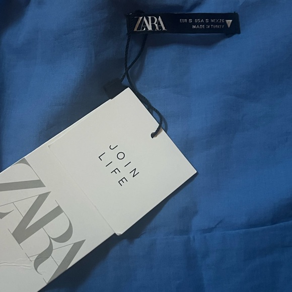 Zara blue romper dress with belt - Picture 4 of 6